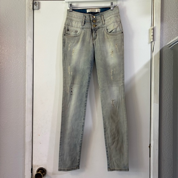 Lanca Perfume Light Wash Jeans Stretch Distressed Brazilian 36 Skinny - Picture 3 of 14